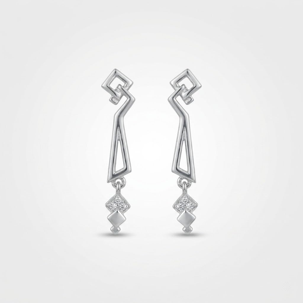 Art Deco Geometric Trapezoid Drop Earrings, front product view