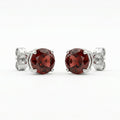 Red Round Solitaire Stud Earrings, front product view