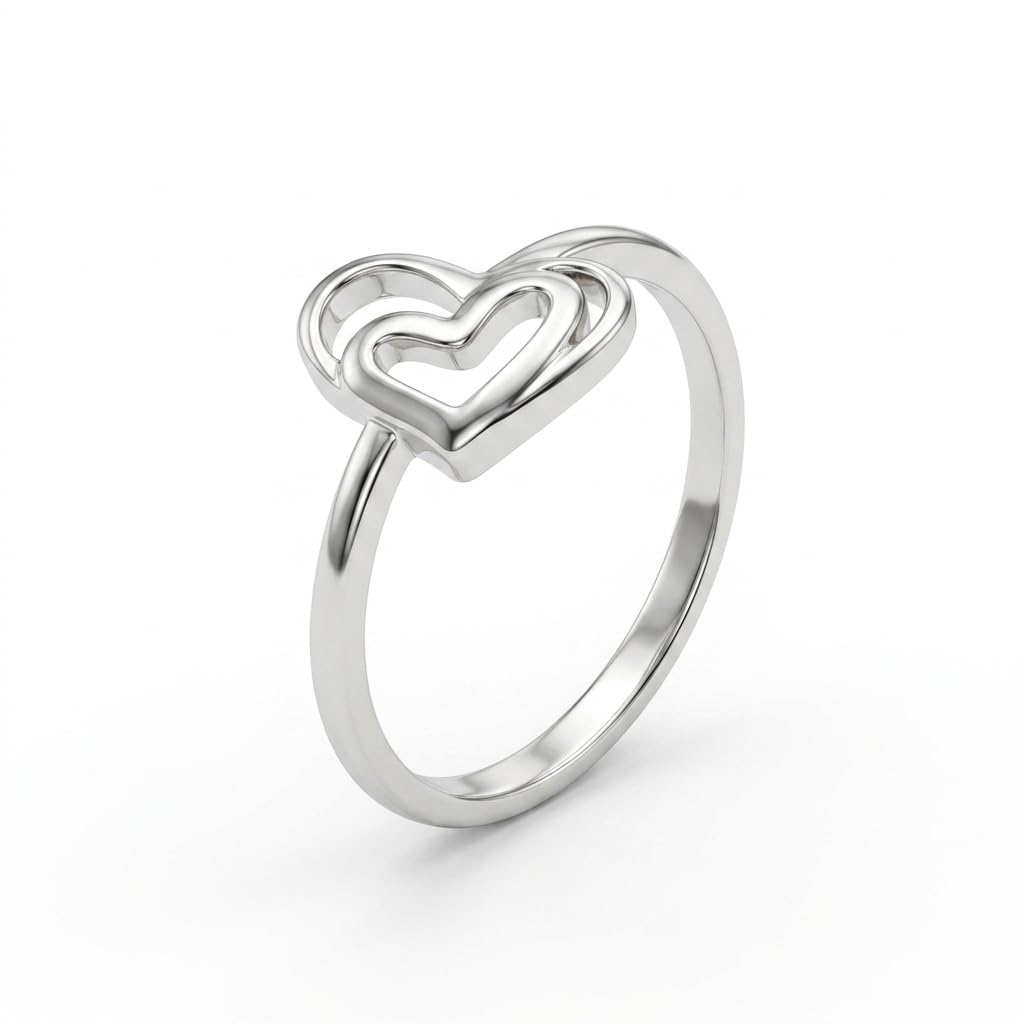Silvme Interlocking Triple Heart 925 sterling silver ring for women — front view on white background