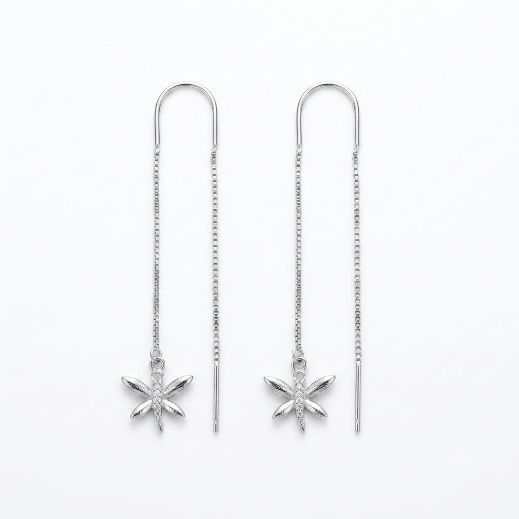 Dragonfly Charm Threader Earrings, front product view