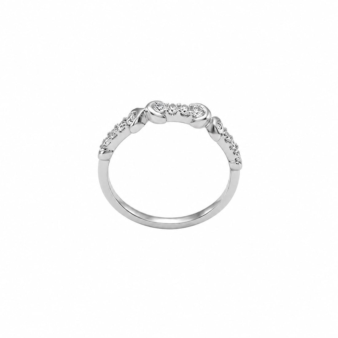 Silvme Sculptural Half-Eternity 925 sterling silver ring for women set with cubic zirconia — front view on white background