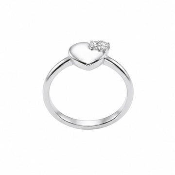 Silvme Polished Heart Signet 925 sterling silver ring for women set with cubic zirconia — front view on white background