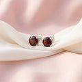 Red Round Solitaire Stud Earrings, additional product view 6