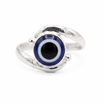Silvme 925 Sterling Silver Minimalist Evil Eye Ring for Women