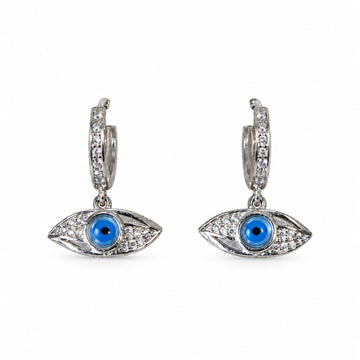 Silvme 925 Sterling Silver Evil Eye Huggie Hoop Earrings for Women, Pair