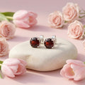 Red Round Solitaire Stud Earrings, additional product view 3