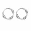 Silvme 925 Sterling Silver Balinese Coil Bali Hoop Earrings for women - white-background product photo of silver bali hoop earrings
