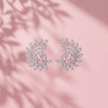 Pink-Centre Feather-Leaf Stud Earrings, additional product view 4