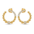 Gold-Tone Beaded Hoop Stone-Set Ball Earrings, front product view