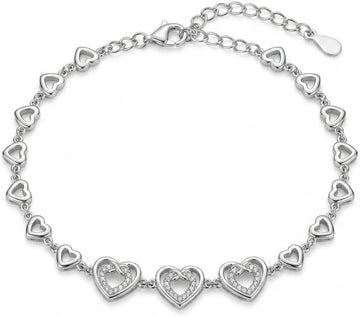 Silvme Heart Link Bracelet in 925 sterling silver with cubic zirconia, jewellery for women