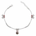Additional detail view of the Silvme pink bead & rose-gold floral 925 silver anklet payal (7)