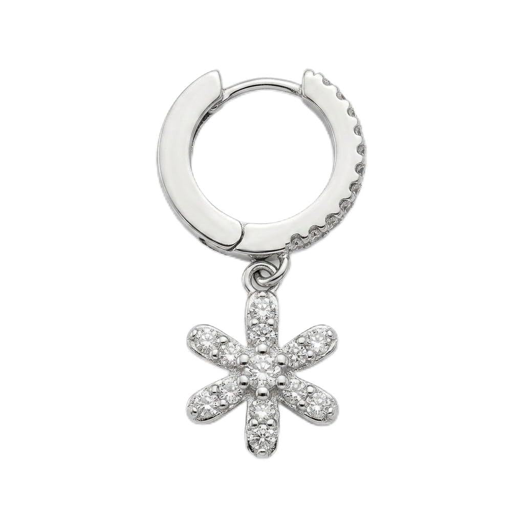 Silvme 925 Sterling Silver CZ Daisy Drop Earrings for women - white-background product photo of silver drop earrings