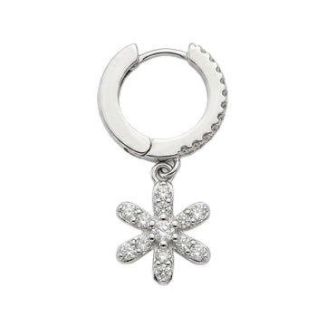 Silvme 925 Sterling Silver CZ Daisy Drop Earrings for women - white-background product photo of silver drop earrings