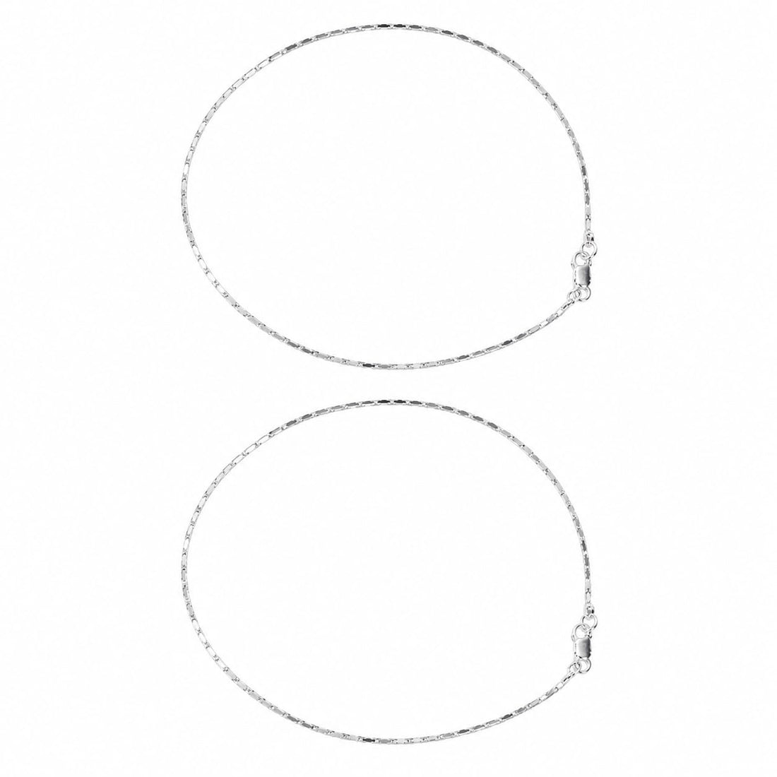 Silvme 925 sterling silver Fine Plain Chain anklet, on a plain white background, full view