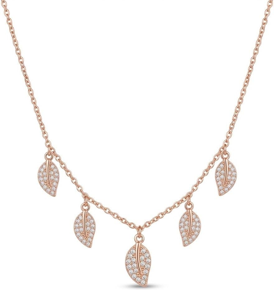 Silvme Rose Gold Leaf Dangle Pendant Necklace with its softly polished 925 silver surface, timeless everyday elegance