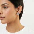SILVME Ornate Floral Cross Stud Earrings