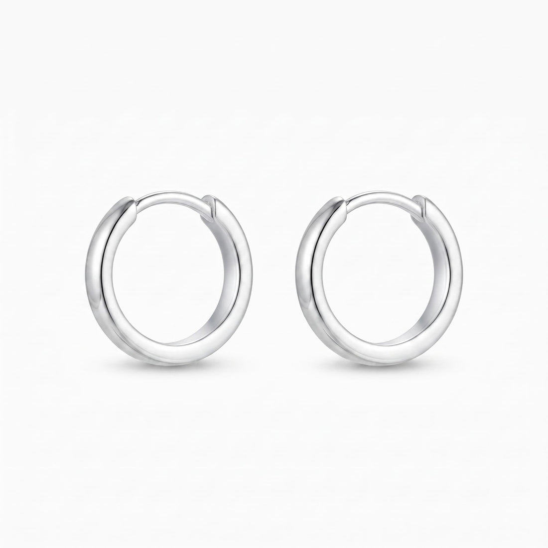 Silvme 925 Sterling Silver Plain Round Hoop Earrings for women - white-background product photo of silver bali hoop earrings