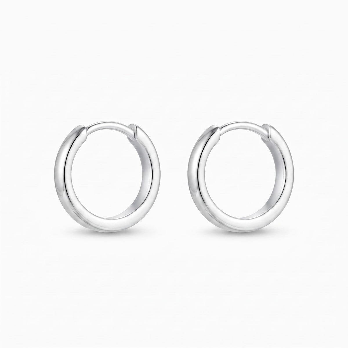 Silvme 925 Sterling Silver Plain Round Hoop Earrings for women - white-background product photo of silver bali hoop earrings