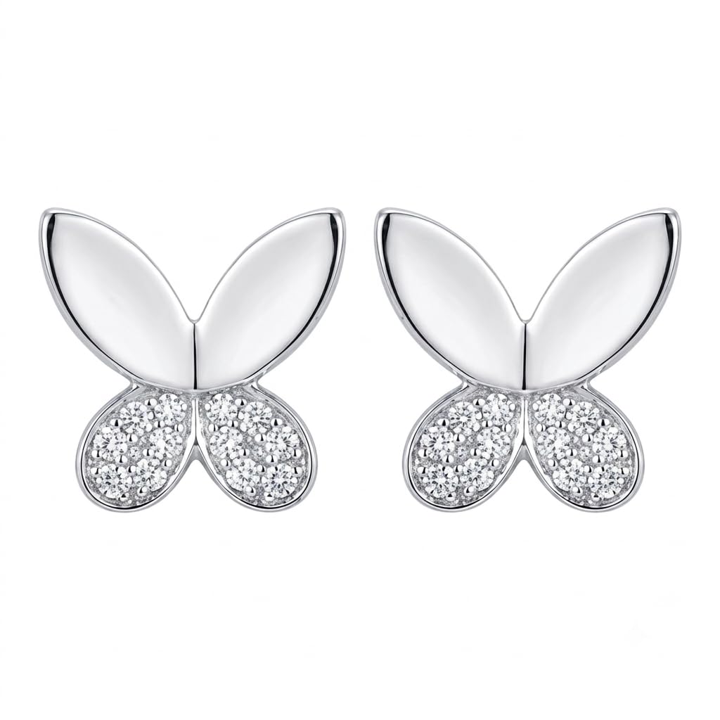 Butterfly Stone-Set Stud Earrings, front product view