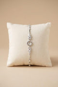 Detailed floral cubic styling on the Silvme Floral Cubic Zirconia Bracelet in polished 925 sterling silver