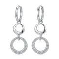 Silvme 925 Sterling Silver Double Circle Drop Earrings for women - white-background product photo of silver drop earrings