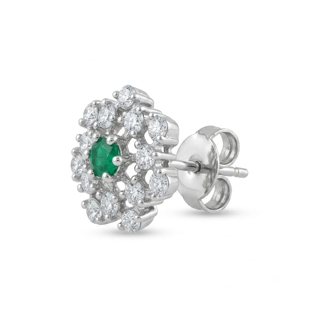 Green Floral Halo Stud Earrings, alternate angle