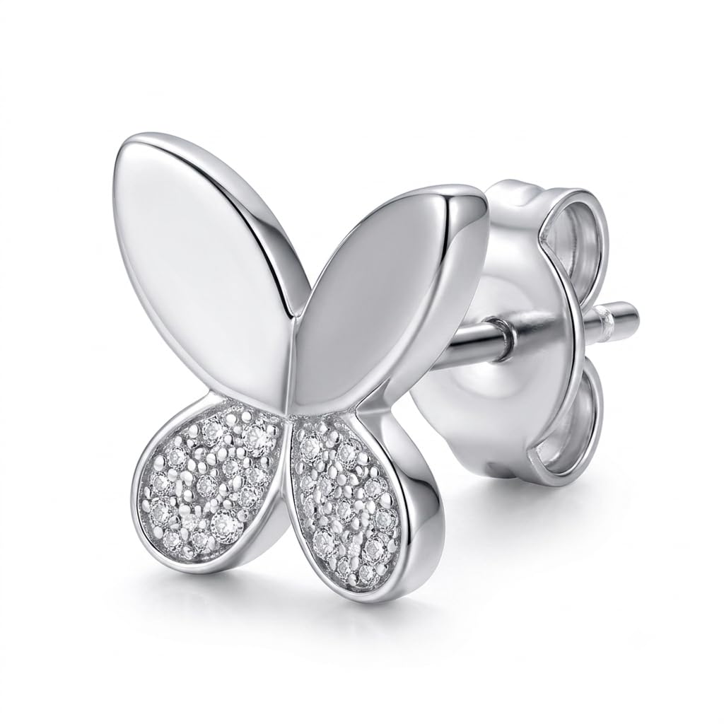 Butterfly Stone-Set Stud Earrings, front product view