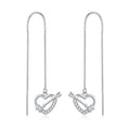 Cupid Arrow Heart Stone-Set Threader Earrings, front product view