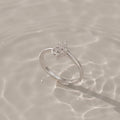 Silvme Navette Leaf Cluster 925 sterling silver ring for women set with cubic zirconia — angled view