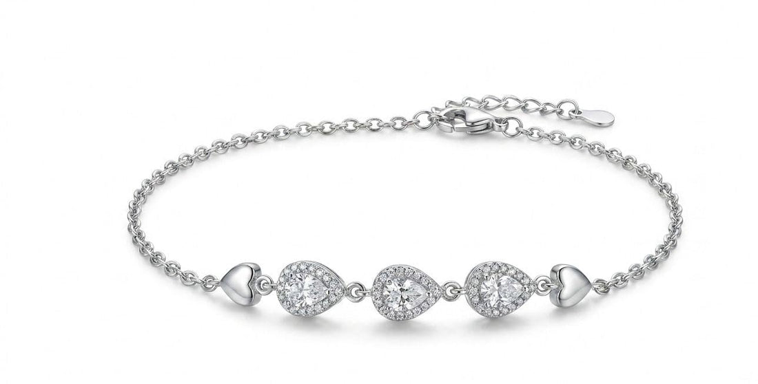 Silvme Heart Charm CZ Bracelet in 925 sterling silver with cubic zirconia, jewellery for women