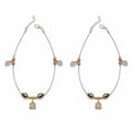 Silvme 925 sterling silver rose-gold CZ leaf & square charm anklet, white background full view