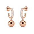 Rose Gold Channel Huggie Ball Drop Earrings, front product view