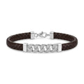 Silvme braided cord bracelet with pave bar for men laid flat on a white background