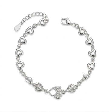925 sterling silver Heart Charm Bracelet by Silvme, an elegant accessory for her, a gift-worthy silver piece