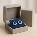 Blue Round Halo Stud Earrings, additional product view 6