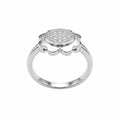 Silvme Dainty Daisy Crystal 925 sterling silver ring for women set with cubic zirconia — front view on white background