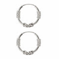 Silvme 925 Sterling Silver Oxidised Bali Hoop Earrings for women - white-background product photo of silver bali hoop earrings