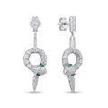 Serpent Snake Statement Stone-Set Drop Earrings, close-up detail