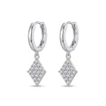Silvme 925 Sterling Silver CZ Rhombus Drop Earrings for women - white-background product photo of silver drop earrings