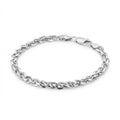 Silvme 925 sterling silver twisted rope chain bracelet for men shaped into an oval on a white background