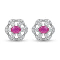 Cat & Heart Red Colour-Block Stone-Set Stud Earrings, front product view