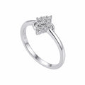 Silvme Navette Leaf Cluster 925 sterling silver ring for women set with cubic zirconia — front view on white background