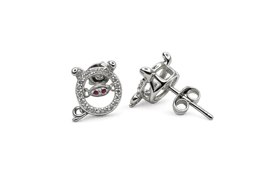 Purple-Centre Spiral Stud Earrings, front product view