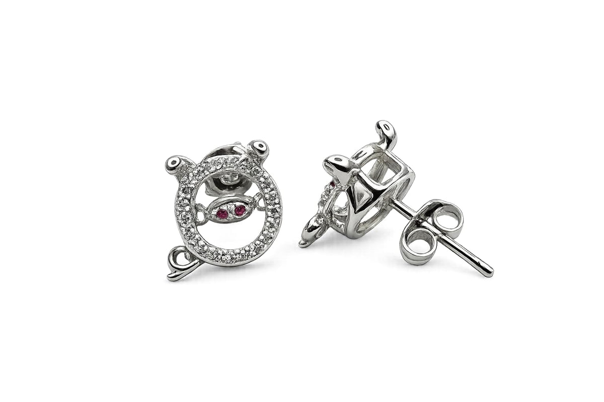 Purple-Centre Spiral Stud Earrings, front product view