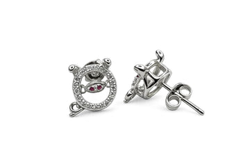 Purple-Centre Spiral Stud Earrings, front product view