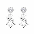 Double Star Drop 925 silver drop stud earrings for women, gift for girlfriend, shown as a matching pair
