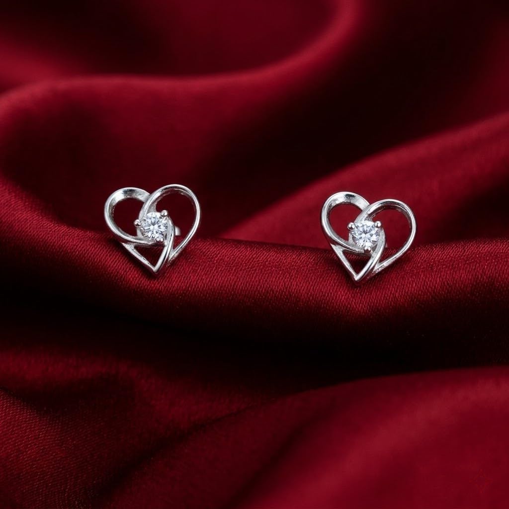 Open Heart Stone-Set Stud Earrings, alternate angle