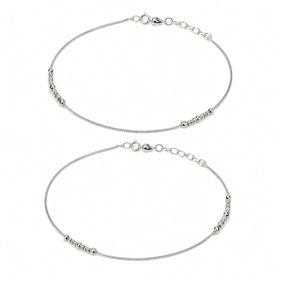 Silvme 925 sterling silver Infinity CZ Charm anklet, on a plain white background, full view