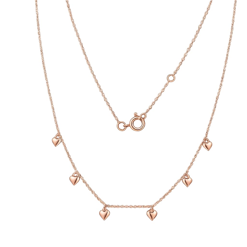 925 sterling silver Rose Gold Heart Dangle Pendant Necklace by Silvme, rose gold finish, an elegant accessory for her