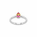 Silvme Gradient Pear Solitaire 925 sterling silver ring for women set with cubic zirconia — front view on white background